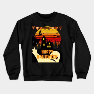 Vintage Style Haunted House – Happy Halloween Tee Shirt Crewneck Sweatshirt